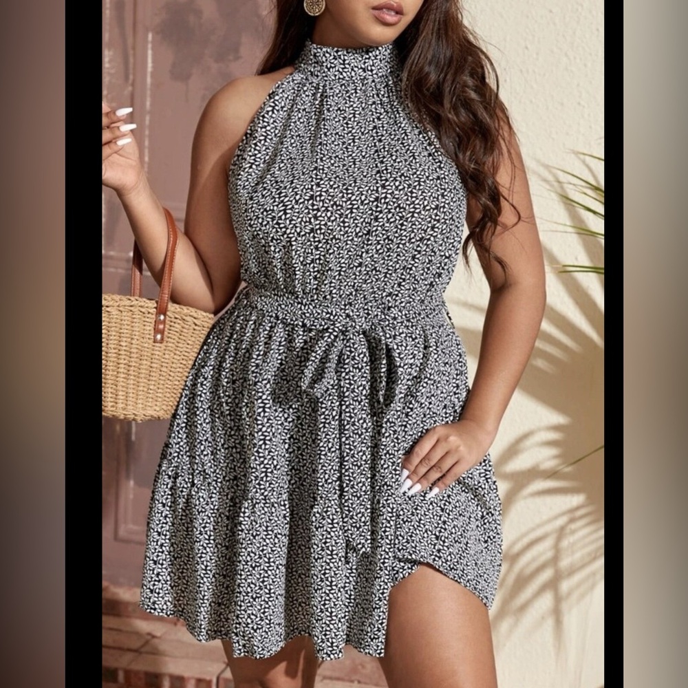 SHEIN Olive and White Dress